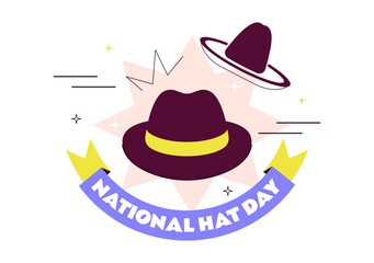 National Hat Day Vector Illustration Featuring January 15 To Celebrate The Diverse Range Of Hats From Around The World In a Flat Style Background