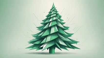Obraz premium Abstract Christmas tree shape in green color on soft background 