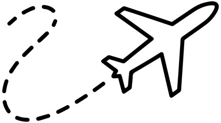 Airplane flying route icon for travel adventure, perfect for flight planning and design © SaiKir