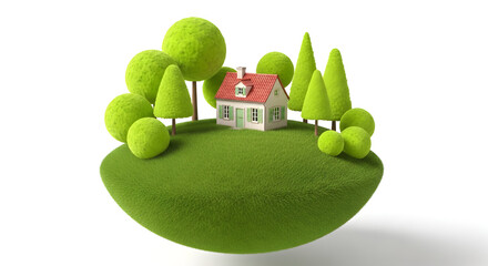 Eco house icon with a grassy green design representing sustainable living white background