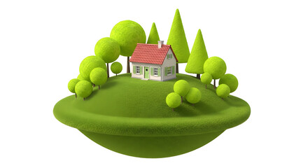 Eco house icon with a grassy green design representing sustainable living white background