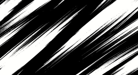 Dynamic black and white diagonal brushstrokes creating a textured, abstract background with a sense of motion.