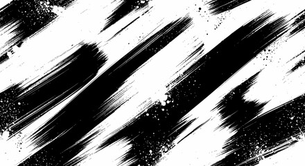 Abstract black and white brush strokes with a gritty texture, creating a dynamic and energetic background.