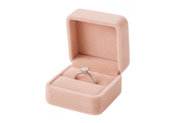 Diamond engagement ring in a pink velvet box