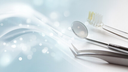 医療イメージ：歯科検診と抽象背景