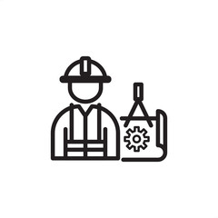Engineer icon symbolizing professional design, technical expertise, and mechanical maintenance, representing specialized industrial personnel, modern engineering workforce, and technical field staff.