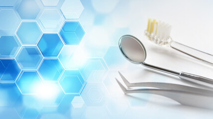 医療イメージ：歯科検診と抽象背景