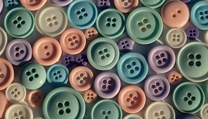 Pastel sewing button assortment creating a soft textured background
