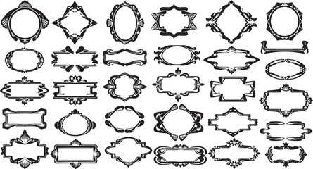 Collection of diverse graphic frames and borders for creative design projects