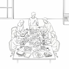 Team Collaboration Meeting Around a Table Discussing Project Ideas.