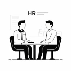 HR Interview - Two People Sitting at a Table Discussing Business.