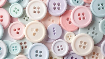 Pastel sewing buttons background in soft assorted colors
