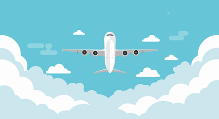 Soaring aircraft against a vibrant blue sky, a symbol of freedom and global travel, perfect for aviation themes, travel promotions, and inspirational messages