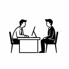 Two men in a professional meeting or interview setting.