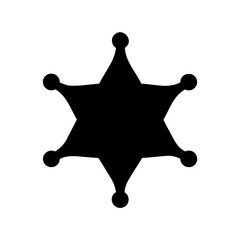 Classic black sheriff star badge icon symbol for law enforcement Vector, illustration