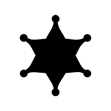 Classic black sheriff star badge icon symbol for law enforcement Vector, illustration
