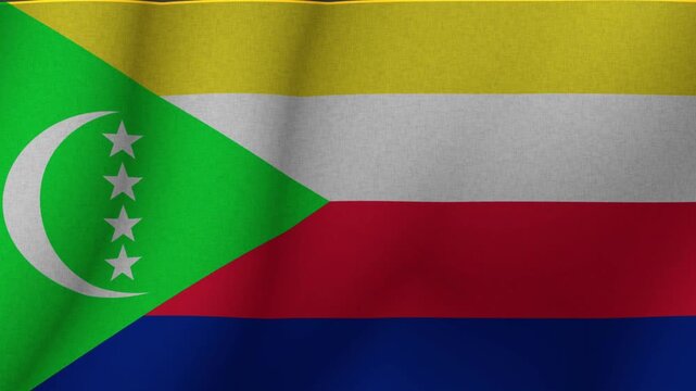 The flag the Union of the Comoros. The evolving national flag the Union of the Comoros in 3d format. 1080p HD animation for presentation