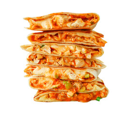 stack of delicious buffalo chicken quesadillas