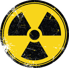 Fototapeta premium Distressed yellow and black radiation hazard symbol warning sign Vector