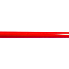Close-up of vibrant, red pencil on a black backdrop, isolated