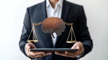 businessman holding a laptop