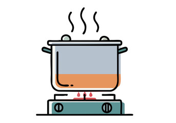 stylized illustration depicts a simmering pot on a stovetop conveying warmth and comfort Simple lines and a muted color palette create a modern inviting aesthetic -Simmer the Spirit-