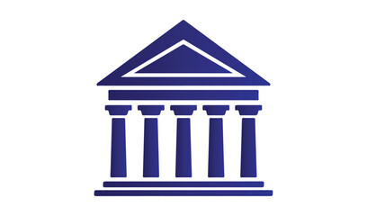Fototapeta premium Blue greek temple icon with columns and pediment