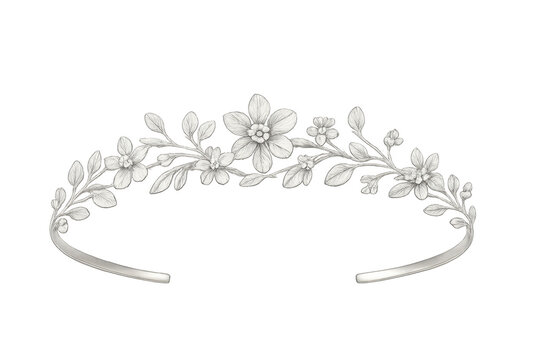 Silver floral tiara headband for a bridal wedding