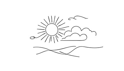 landscape with bright sun and clear sky evoking warmth and happiness with copy space