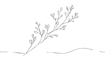 Minimalistic landscape of early spring with first blooms 