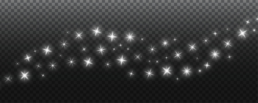 Magical Sparkling Dust Trail: Glittering Stardust Wave on Transparent Background