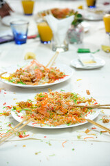 The picture of Yee Sang,  is a Chinese raw fish salad that is popular among the Chinese communities