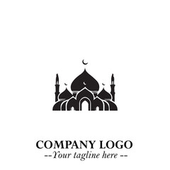 Dome Mosque Logo Symbol in Black on the White Background with Elegant Islamic Architecture Design