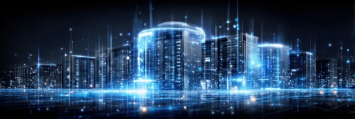 Obraz premium Futuristic program monitoring database hub with real time connectivity index recovery