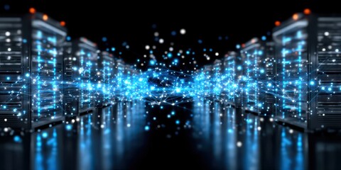 3D render of a database hub with connectivity monitoring program for index recovery