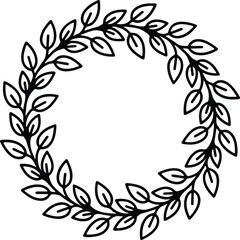 Illustrator laurel leaves wreath elegant botanical decorative design Silhouette vector