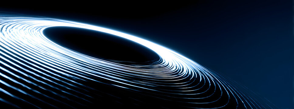 Blue white minimal round lines abstract futuristic tech background. Vector digital art banner design