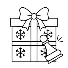 Christmas Gift Box with Snowflakes and Chess Pawn Icon present