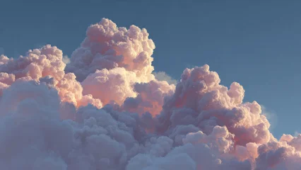 Stickers Meisjeskamer Soft, atmospheric clouds drifting across a bright open sky, creating a calm and airy scene. Ideal for weather themes, backgrounds, nature concepts, and peaceful minimalist visuals.  © kusukadraw