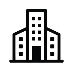 Simple Black Icon of a Multi- Story Building On White Background office building