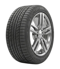 Fototapeta premium Car tire with alloy wheel transparent background cutout png