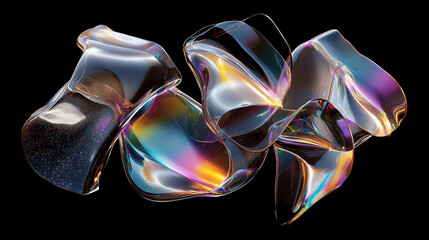 Fototapeta premium Abstract Glass Sculptures with Iridescent Colors