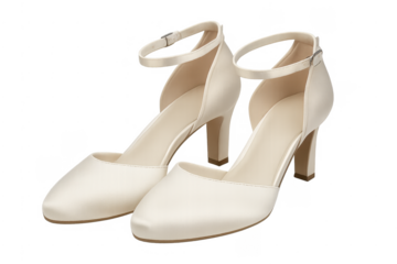Cream high heel shoes with ankle strap