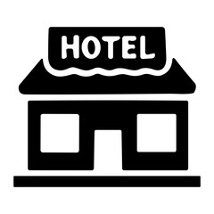 Hotel Building icon or logo isolated sign symbol vector illustration - high quality black style vector icons