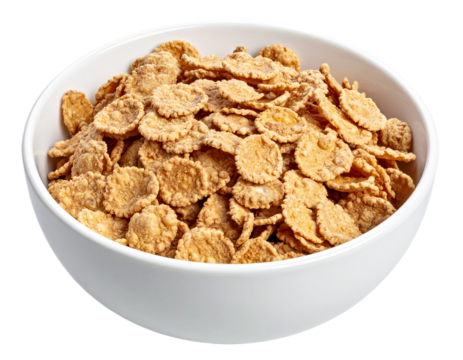 Bowl of cereal isolated on white background, transparent PNG