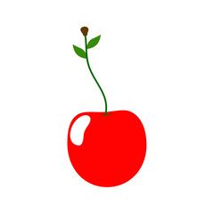 Vibrant red cherry illustration, a sweet summer treat, perfect for healthy food designs or playful backgrounds, originally a scalable vector graphic