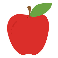 Vibrant red apple with green leaf, a fresh and healthy fruit promoting wellness and nutrition for back to school projects and educational designs