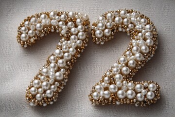 Elegant Pearl and Gold Beaded Number Decoration for Celebrations