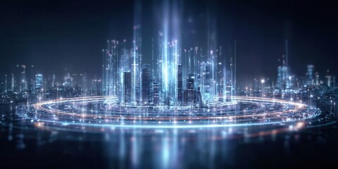 Fototapeta premium Cyber futuristic database hub with monitoring program, connectivity, and index recovery