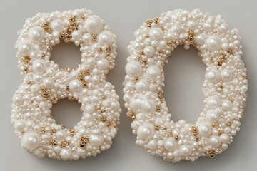 Elegant Decorative Number Eight Art Made of Pearls and Beads